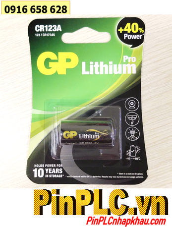 Pin GP CR123A _Pin CR17345, Pin 3v lithium GP CR123AP-2GSBC1 dòng PRO chính hãng (vỉ 01viên) -MẪU MỚI